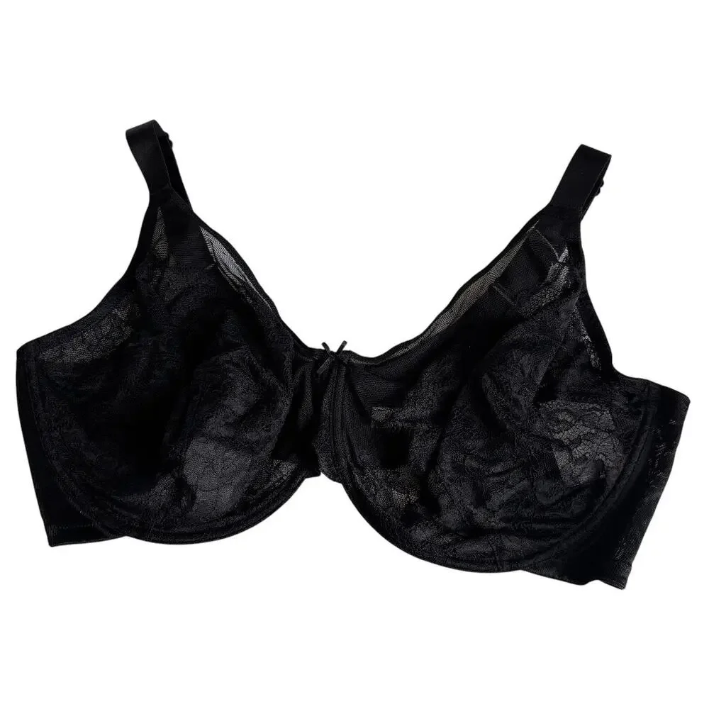 HSIA Enchante Black Lace Soft Mesh Underwire Bra Women's Size 44G NWT Lingerie